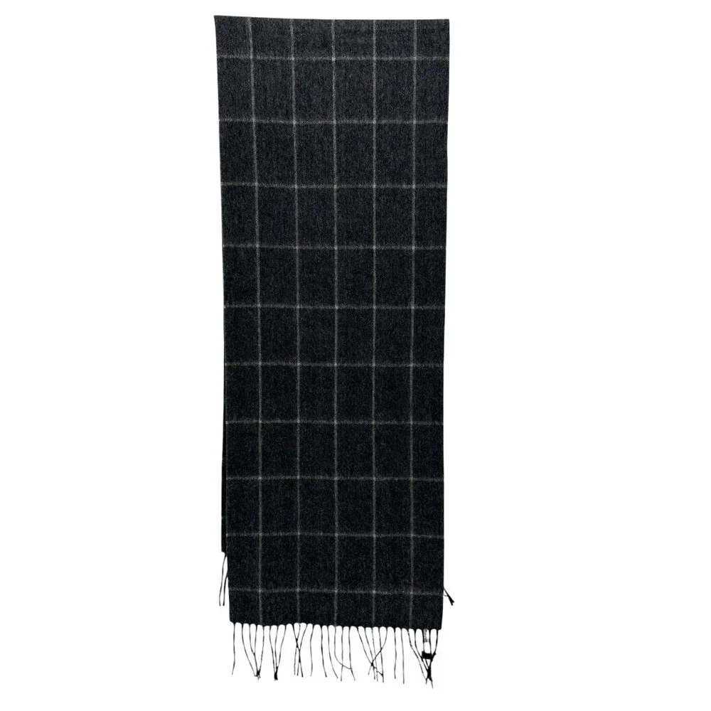 NEW Black Brown 1826 Mens Scarf Cashmere Gray Silver Black Knit 12X66 Rectangle